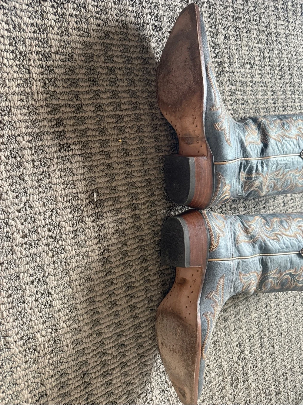 Ariat Blue Leather Western Embroidered Cowboy Boots - Picture 4 of 4